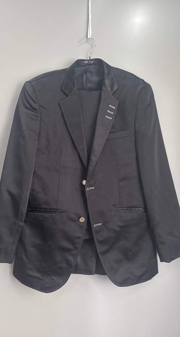 Erkek Siyah Düğmeli Ofis Takım Ceketi pantolon dahil - Görsel 2