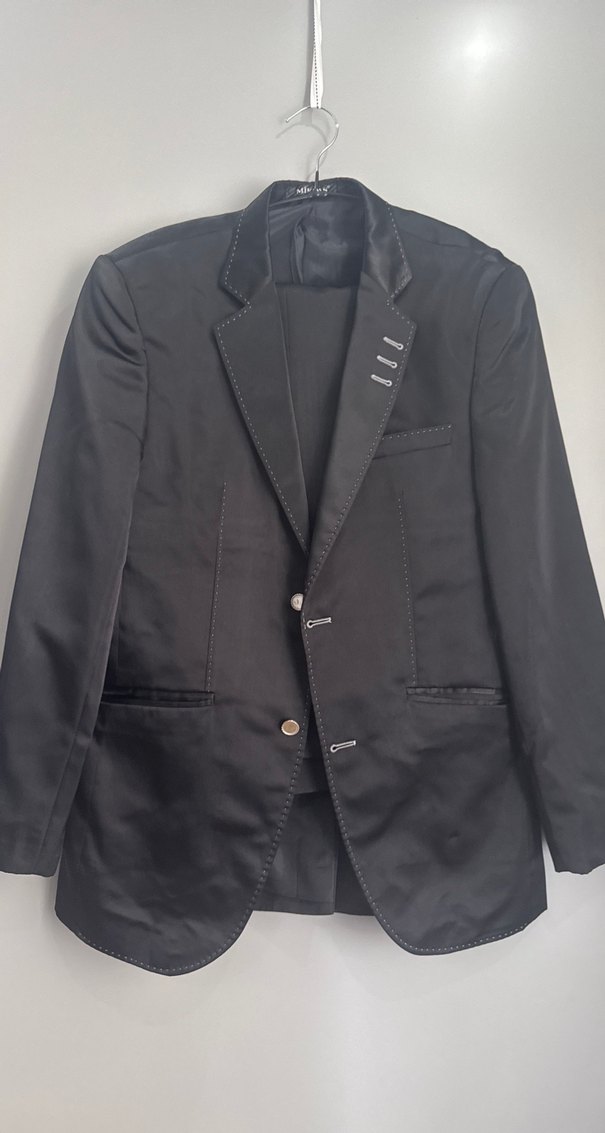 Erkek Siyah Düğmeli Ofis Takım Ceketi pantolon dahil - Görsel 3