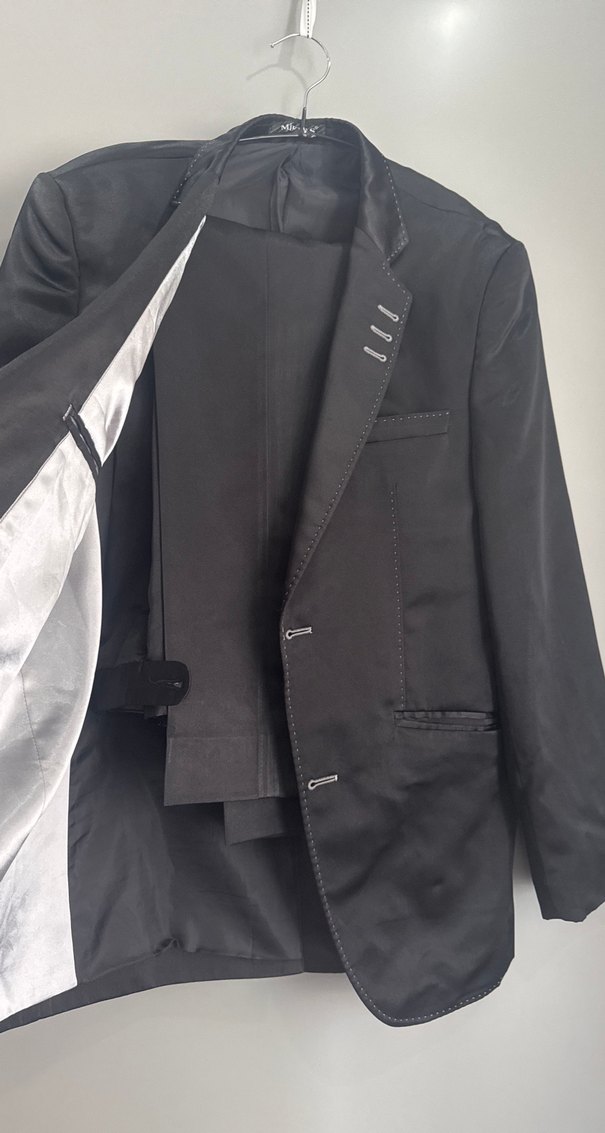 Erkek Siyah Düğmeli Ofis Takım Ceketi pantolon dahil - Görsel 4