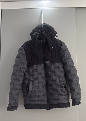 Gri Erkek Fermuarlı Yüksek Yakalı Mont - Görsel 4