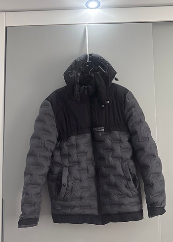 Gri Erkek Fermuarlı Yüksek Yakalı Mont - Görsel 2