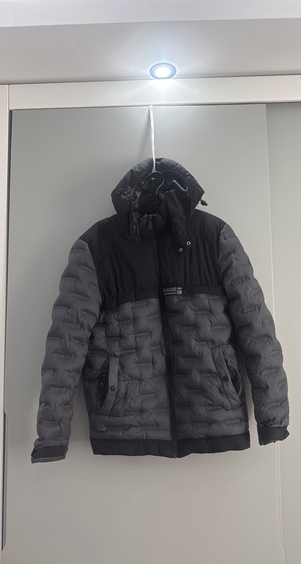 Gri Erkek Fermuarlı Yüksek Yakalı Mont - Görsel 3