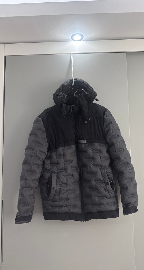 Gri Erkek Fermuarlı Yüksek Yakalı Mont - Görsel 2