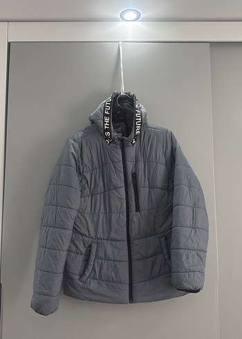 Gri Fermuarlı erkek çoçuk  Kışlık Mont - Görsel 5