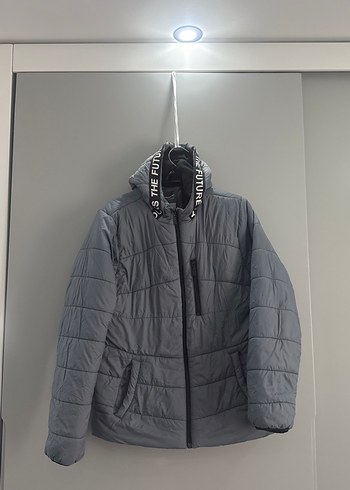 Gri Fermuarlı erkek çoçuk  Kışlık Mont - Görsel 2