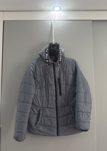 Gri Fermuarlı erkek çoçuk  Kışlık Mont - Görsel 3