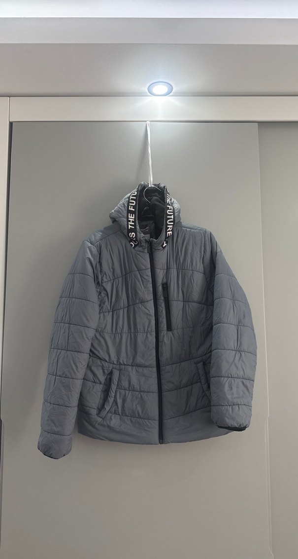 Gri Fermuarlı erkek çoçuk  Kışlık Mont - Görsel 5