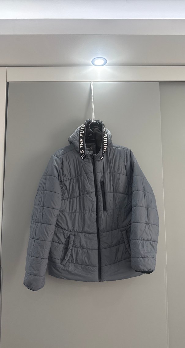 Gri Fermuarlı erkek çoçuk  Kışlık Mont - Görsel 2