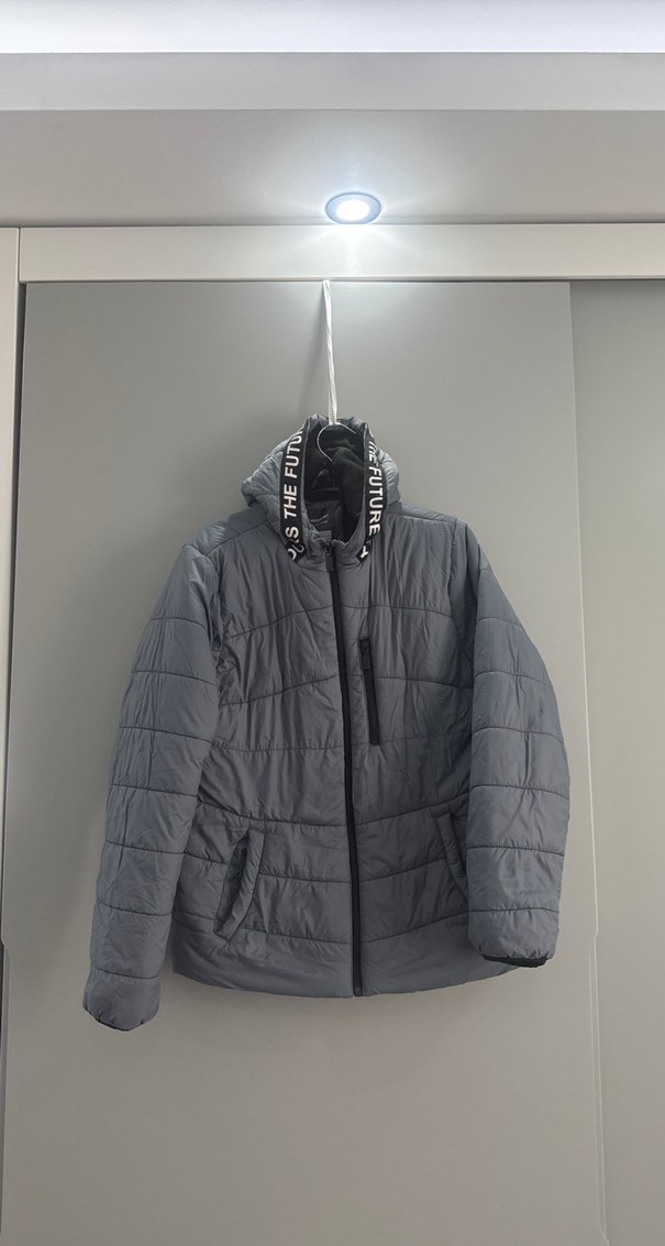 Gri Fermuarlı erkek çoçuk  Kışlık Mont - Görsel 3