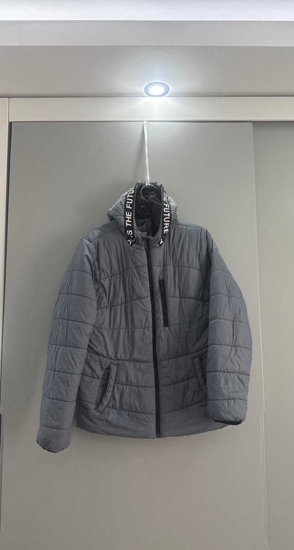 Gri Fermuarlı erkek çoçuk  Kışlık Mont - Görsel 4