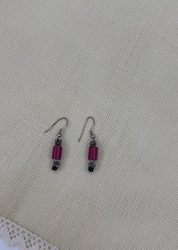 Beden pembe Renk Pembe Boncuklu Mini Bohem Küpe