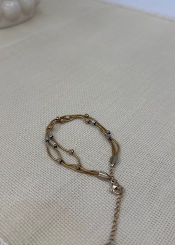 Beden Zincir Detaylı Altın Renk Bileklik