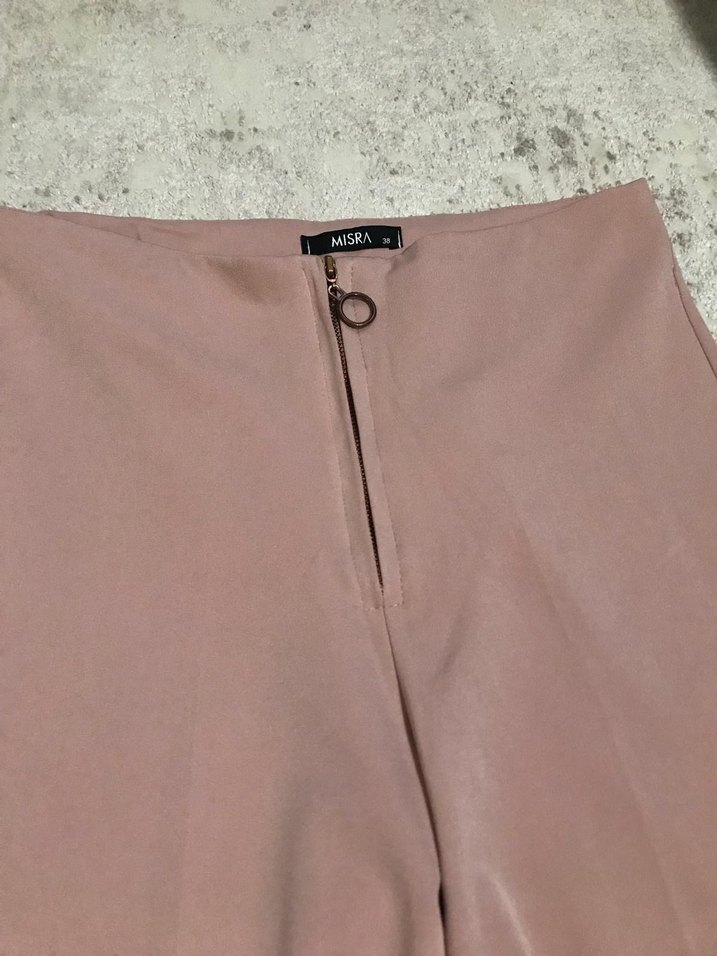 Pembe Midi Kadın Kumaş Pantolon - Görsel 2