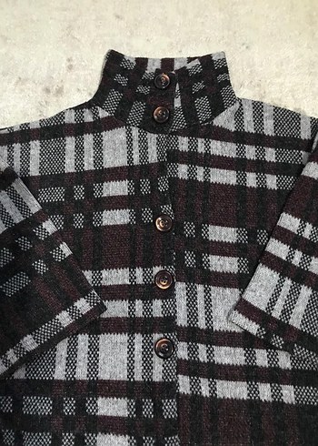 Düğmeli Gri Midi Kaban - Görsel 3