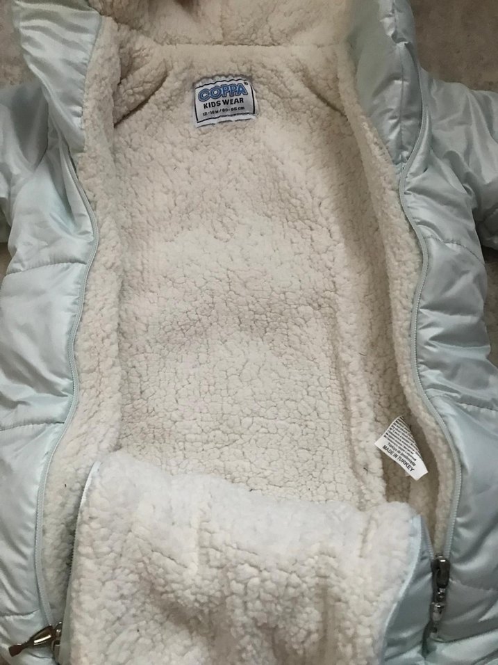 Beyaz Peluş Detaylı Erkek Bebek Kar Tulumu - Görsel 4