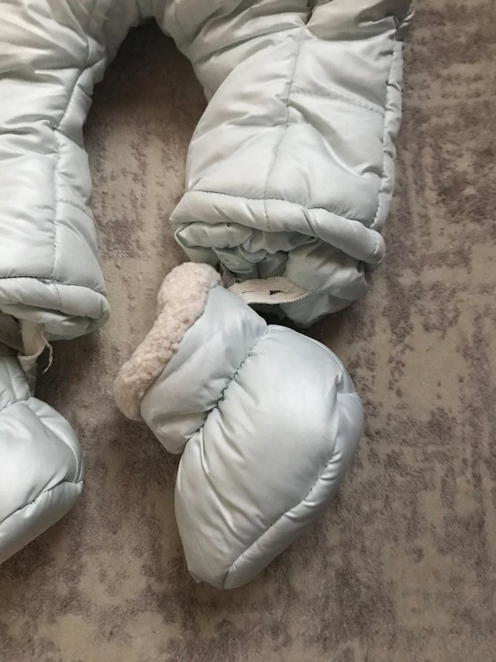 Beyaz Peluş Detaylı Erkek Bebek Kar Tulumu - Görsel 3