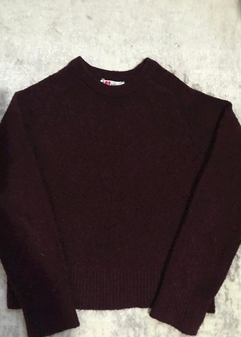 Bordo Kadın Triko Bisiklet Yaka Kazak - Görsel 2