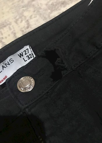 Düğmeli Siyah Kadın skınny Kot Pantolon - Görsel 3