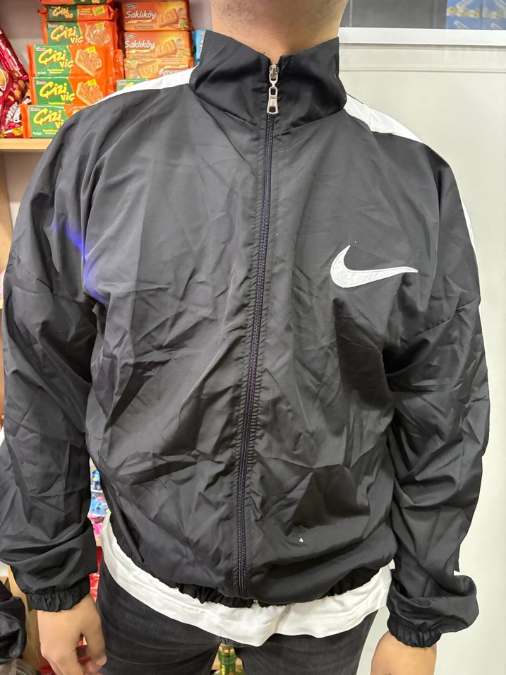 Erkek Siyah Spor Rüzgarlık Mont m/l beden - Görsel 2