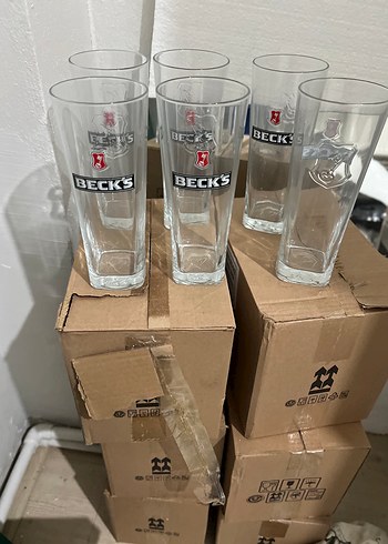  Beden BECK'S Logolu Bej ve Gri Bardak Seti 36 adet sıfır