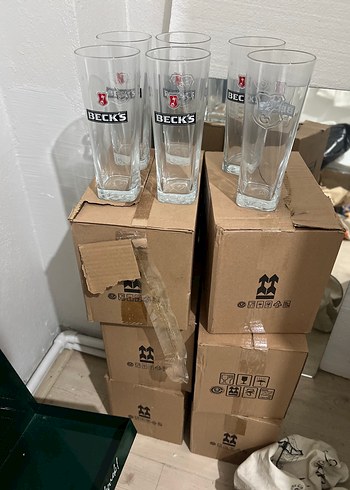 BECK'S Logolu Bej ve Gri Bardak Seti 36 adet sıfır