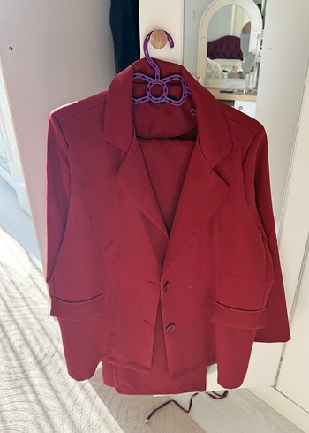 Zara Kirmizi İnce Cizgili Blazer Ceket