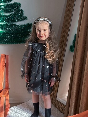 Zara ZARA KUĞU DESEN ELBİSE