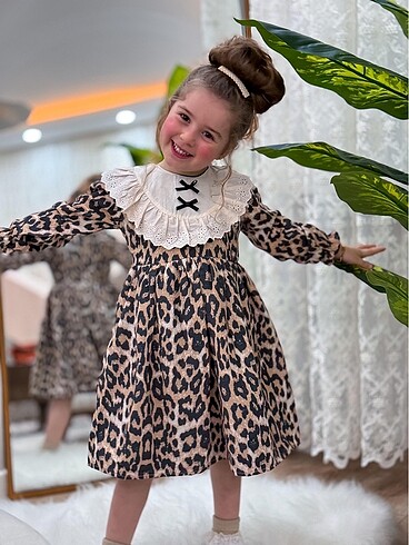 6 Yaş Beden ZARA LEOPAR ELBİSE