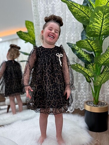 8 Yaş Beden ZARA LEOPAR ELBİSE