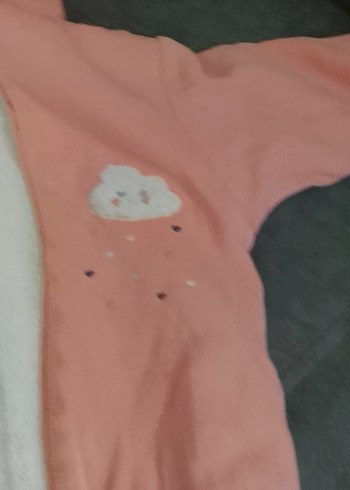 Kapüşonlu Fermuarlı somon rengi Bebek Tulumu - Görsel 4