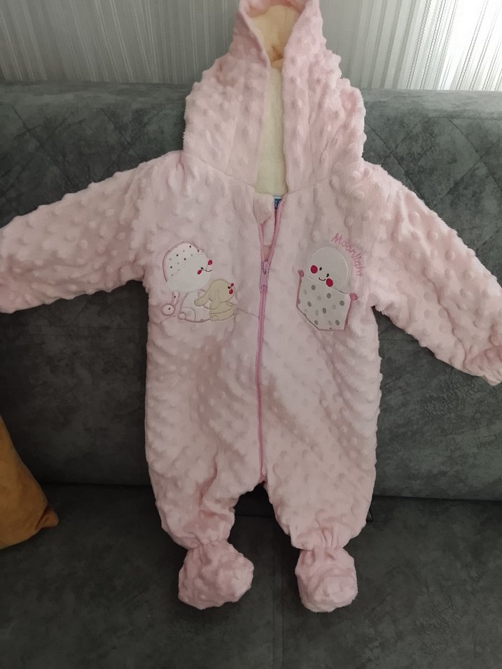 Pembe Nakışlı Kız Bebek Tulum - Görsel 2