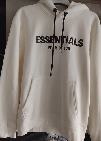 Beyaz Essentials Fear of God Kapüşonlu Sweatshirt - Görsel 4