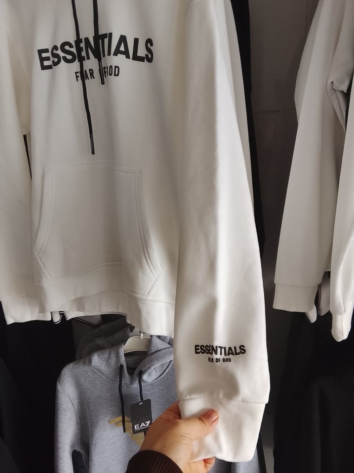 Beyaz Essentials Fear of God Kapüşonlu Sweatshirt - Görsel 2
