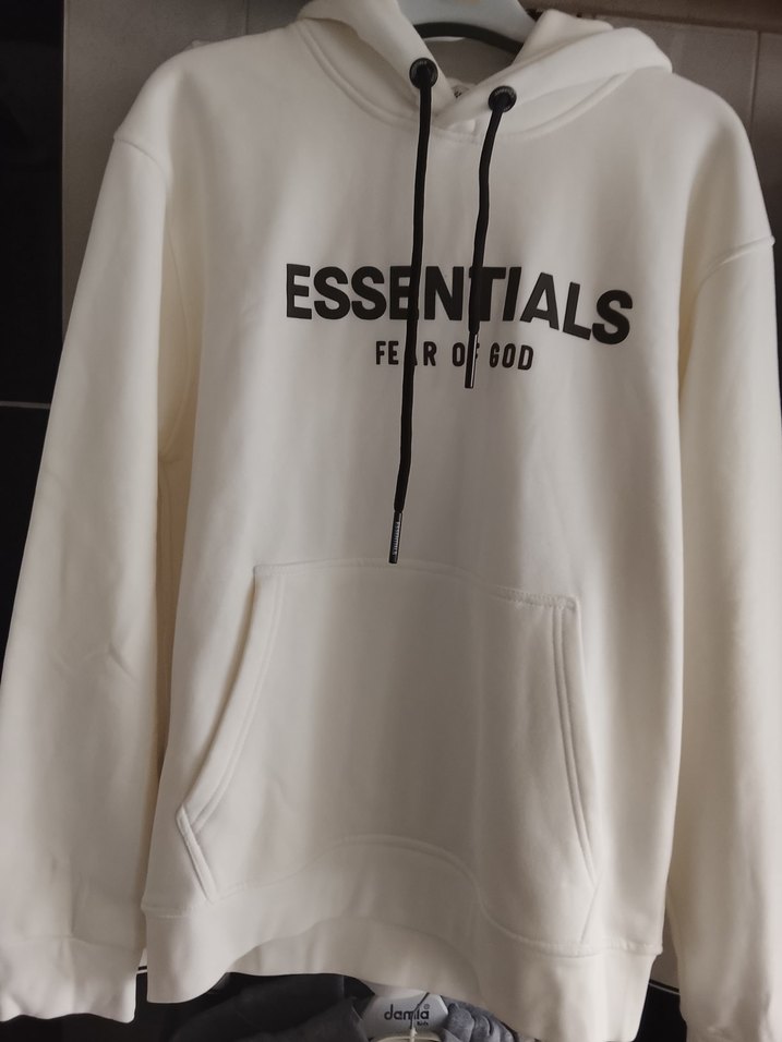 Beyaz Essentials Fear of God Kapüşonlu Sweatshirt - Görsel 4