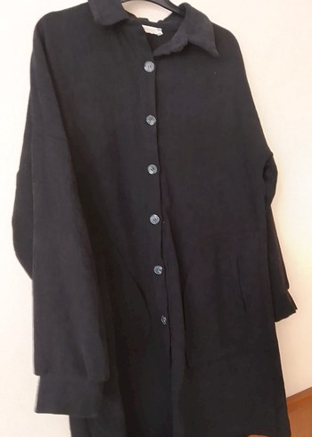 Düğmeli Siyah kadın tunik - Görsel 4