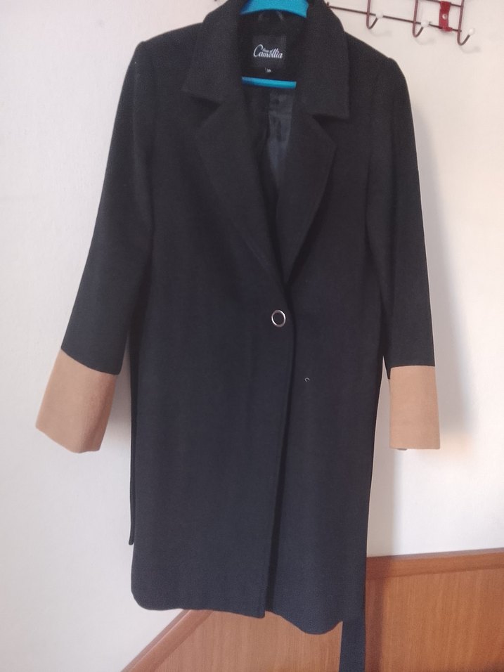 Siyah Kadın Süet Kemerli Uzun Kaban - Görsel 2