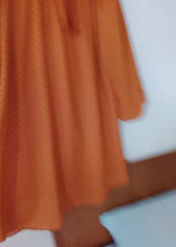 Kadın kiremit rengi Piliseli Midi Tunik - Görsel 4