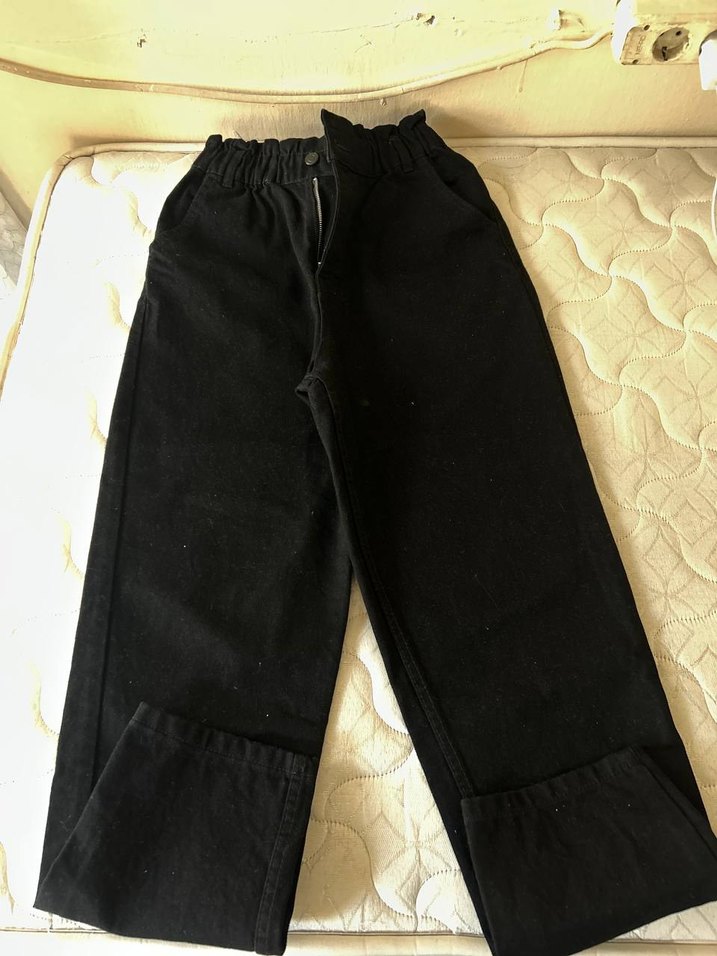 Siyah Bol Kesim Midi Denim Jean - Görsel 4