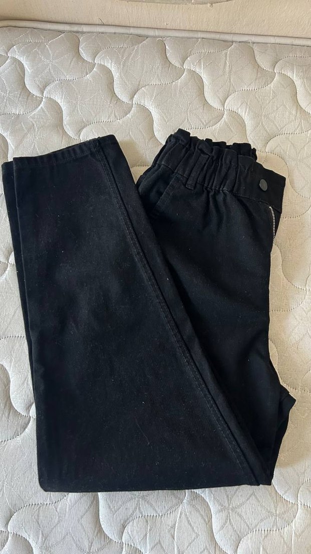 Siyah Bol Kesim Midi Denim Jean - Görsel 5