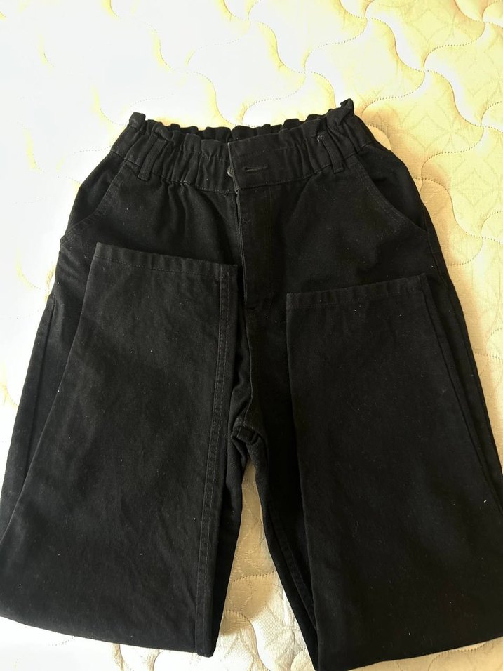 Siyah Bol Kesim Midi Denim Jean - Görsel 3