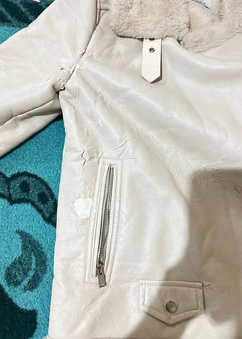 Bej Süet Kadın Kürklü Ceket - Görsel 5