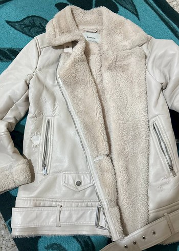 Bej Süet Kadın Kürklü Ceket - Görsel 8