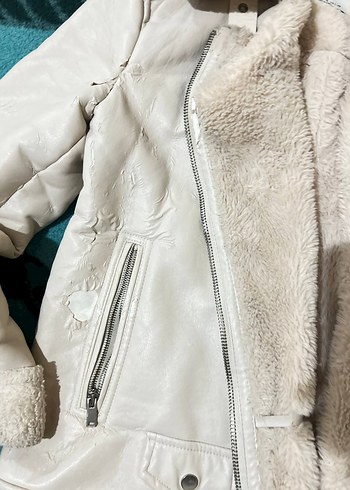 Bej Süet Kadın Kürklü Ceket - Görsel 6