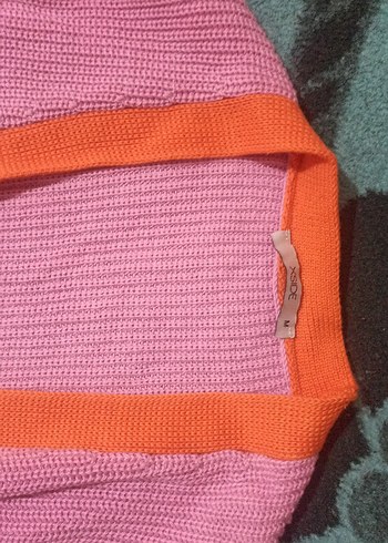 Pembe Turuncu Triko Kadın Hırka - Görsel 2