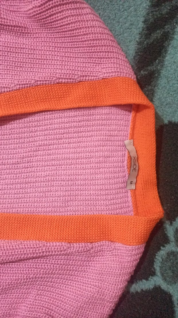 Pembe Turuncu Triko Kadın Hırka - Görsel 2