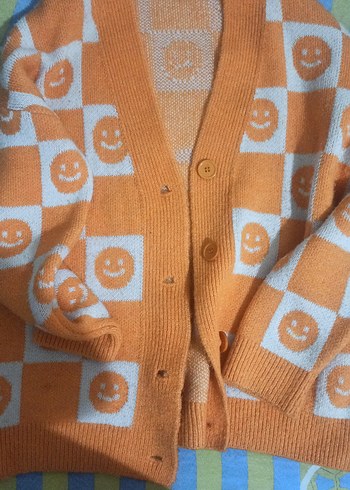 Turuncu Örgü Bağcıklı Hırka - Görsel 5