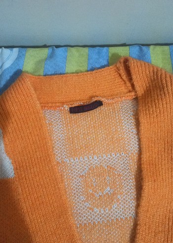 Turuncu Örgü Bağcıklı Hırka - Görsel 2