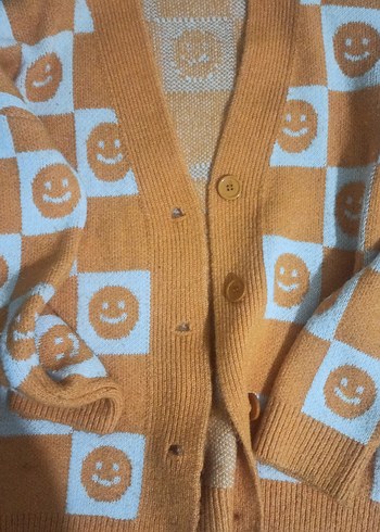 Turuncu Örgü Bağcıklı Hırka - Görsel 4