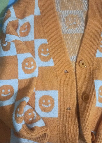 Turuncu Örgü Bağcıklı Hırka - Görsel 3