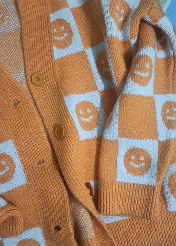 Turuncu Örgü Bağcıklı Hırka - Görsel 6